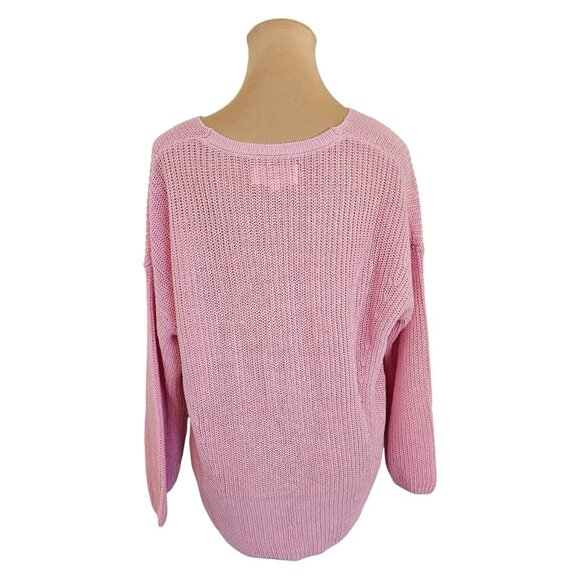 Part Two Etrona Linen Knit Pink Long Sleeve Sweater Sz L - Picture 8 of 12